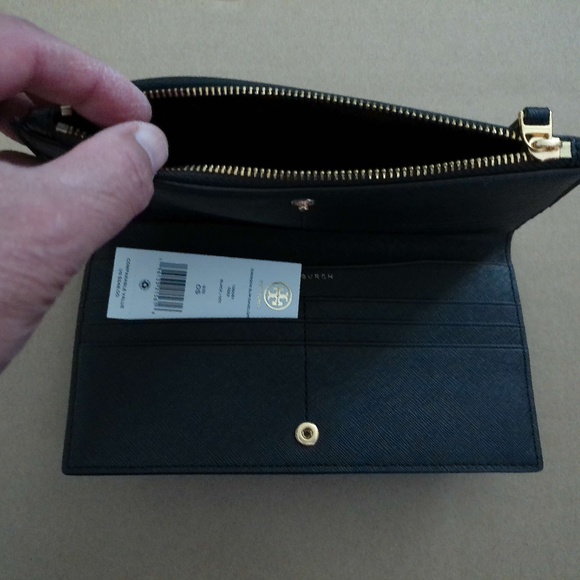 AUTHENTIC BLACK TORY BURCH ENVELOPE WALLET - Picture 2 of 7